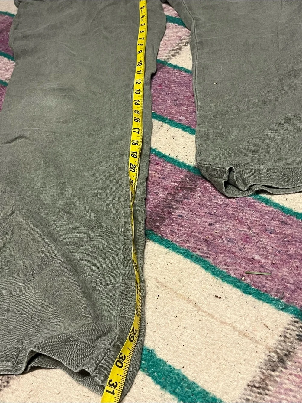 Dockers 100% Linen Drawstring Pants Olive Green Relaxed Straight Leg Men’s 33x32